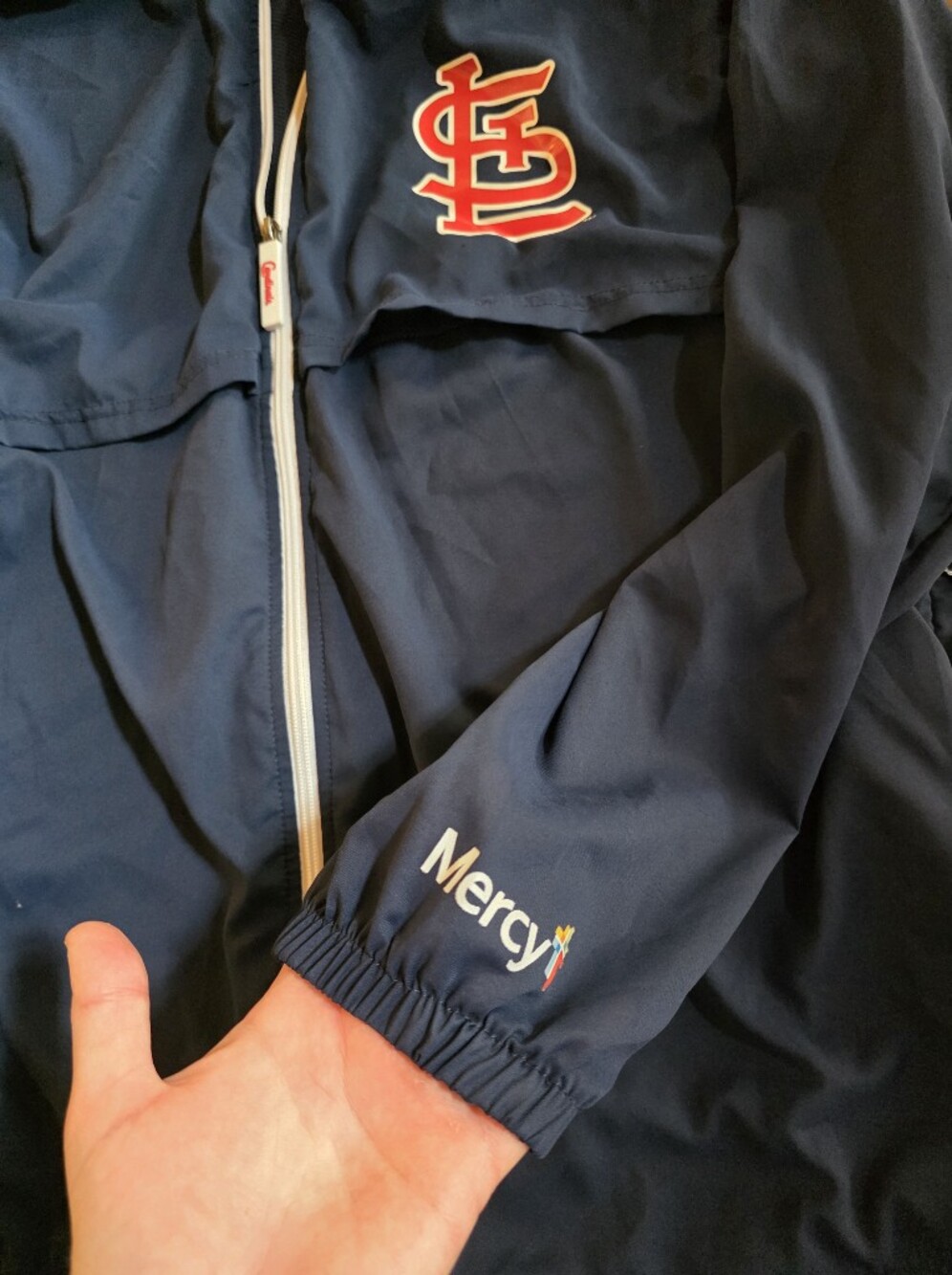 St. Louis Cardinals Navy Windbreaker Jacket Adult Womens XL - Picture 4 of 14